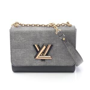 Louis Vuitton Twist Leather Shoulder Bag Black Gray